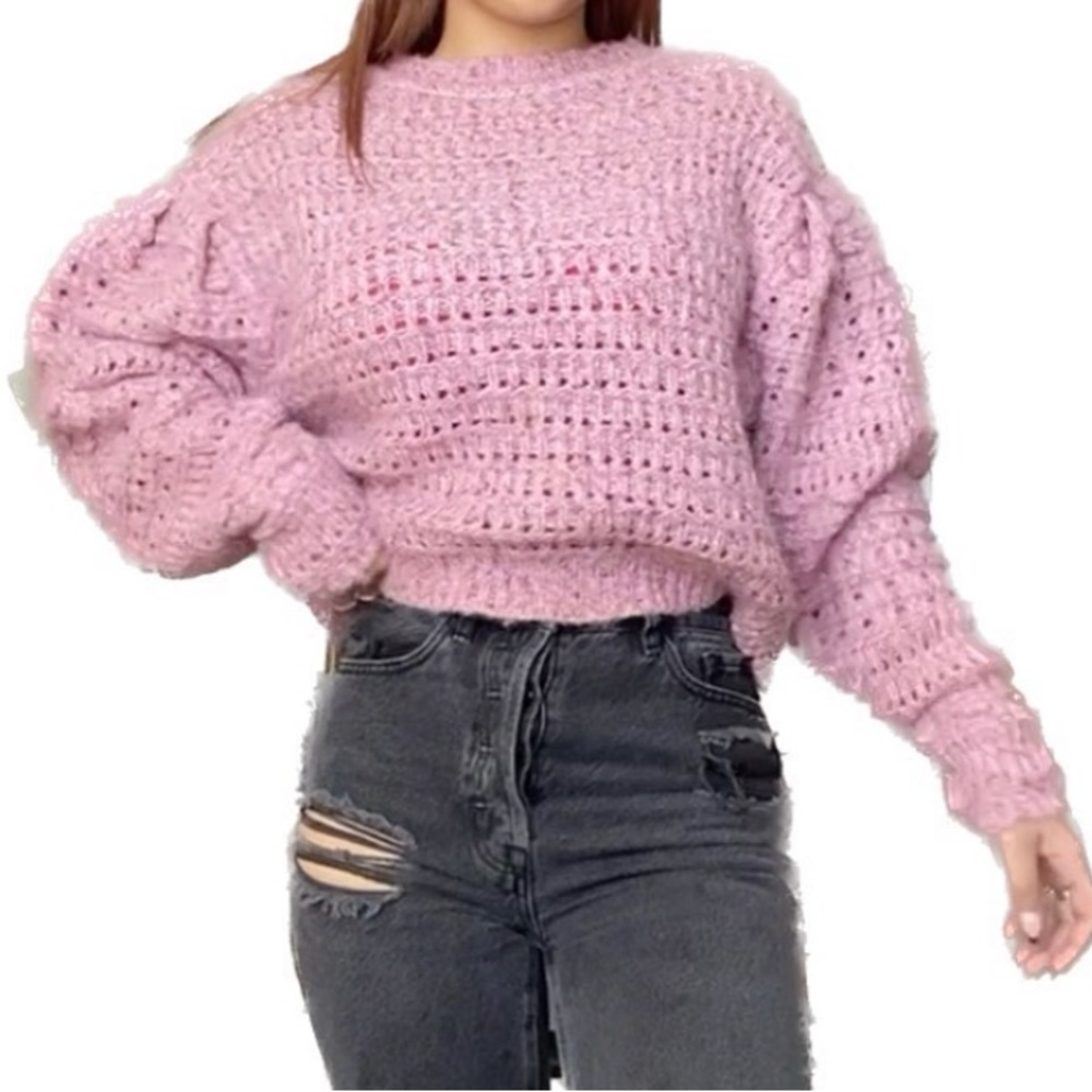 chunky pink sweater